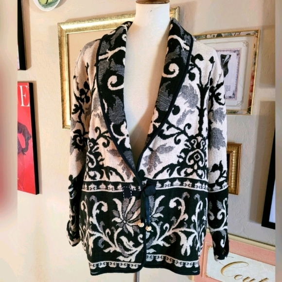 Vintage Jackets & Blazers - Vintage - Ramie Woven Cotton Black & White Jacket